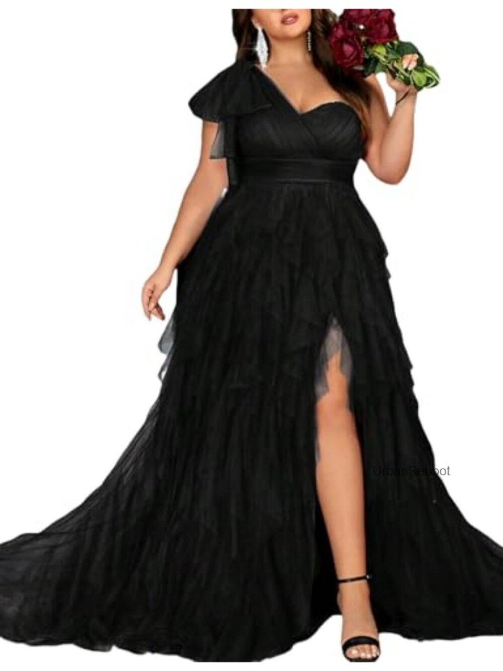 Plus Size Chiffon Maxi Dress Asymmetric One-Shoulder A-Line Formal Evening Gown